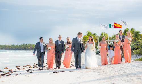 Bridal party on beach at Grand Palladium Mexico Wedding