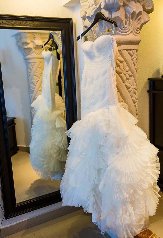 beautiful wedding dress detail at Hyatt Zilara Cancun Wedding