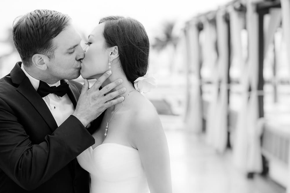 couple kissing at Hyatt Zilara Cancun Wedding