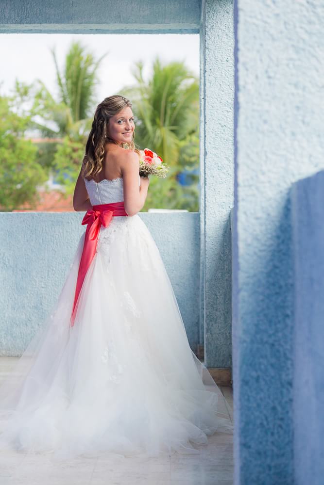 Portrait of bride at wedding.