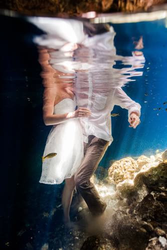 Close up of couple in trash the dress, mayan riviera
