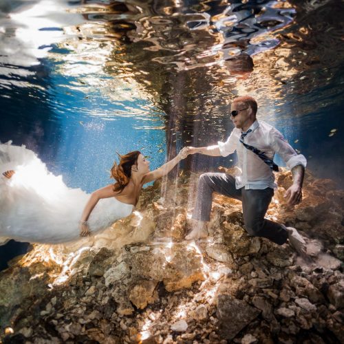 Stephanie and Erich's Riviera Maya cenote Trash the Dress