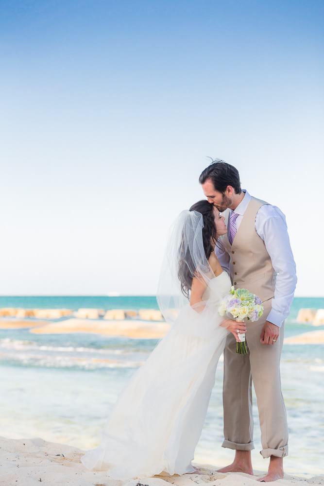 Bride and groom on the beach at RGenerations Riviera Maya Wedding Photography