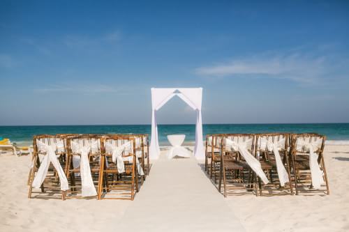 Beautiful ceremony location detail at Destination Beach Wedding at Iberostar Lindo Mexico