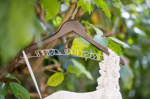 Hanger detail at Ocean Coral and Turquesa Wedding