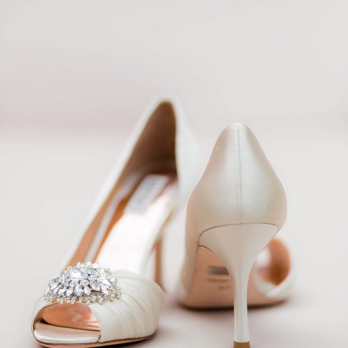Close up of brides shoes