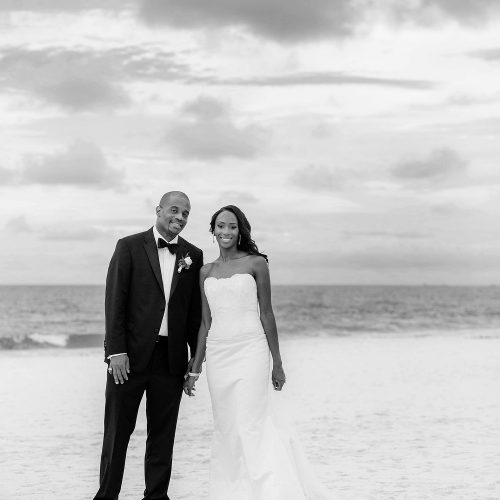Portrait of bride and groom on beach at Iberostar Grand Hotel Paraiso