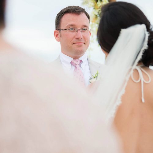 Bride and groom at Tulum wedding ceremony