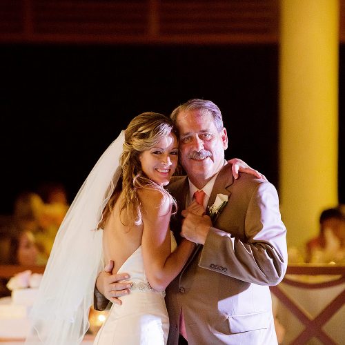 Bride dancing with father at NOW Jade Riviera Cancun wedding