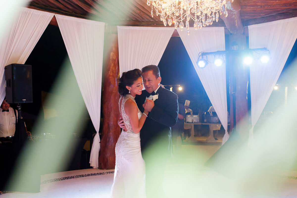 Bride dancing with father at Secrets Maroma wedding
