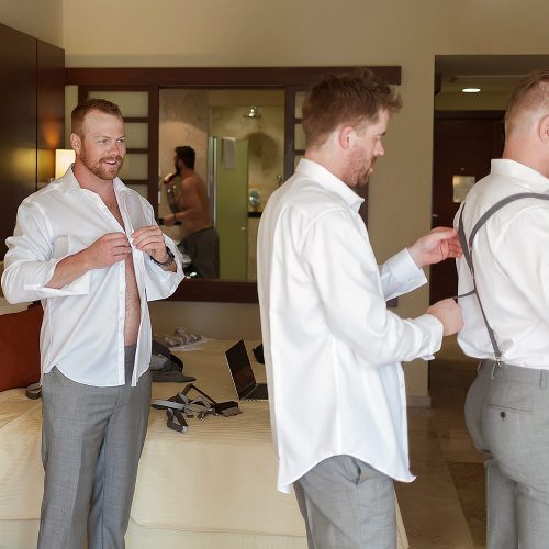 Groom getting ready at Riviera Maya Wedding