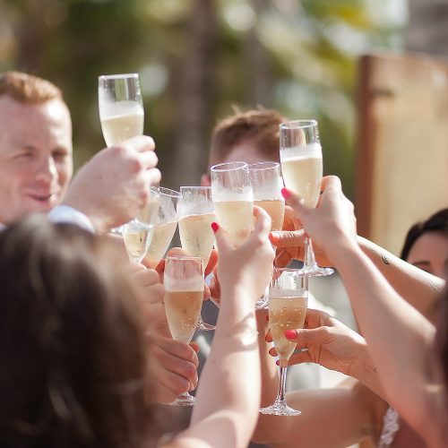 Toast after ceremony at Riviera Maya Playa del Carmen wedding