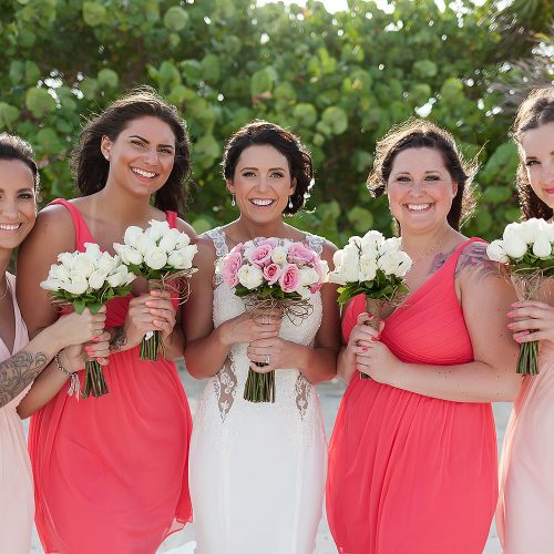 bridesmaids posing for Playa del Carmen wedding photography
