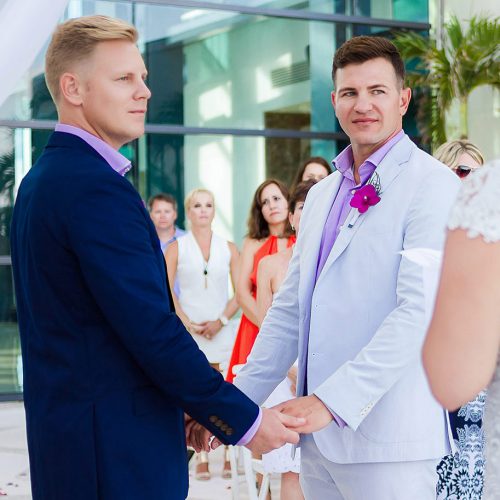 Grooms at gay wedding in Live Aqua Cancun