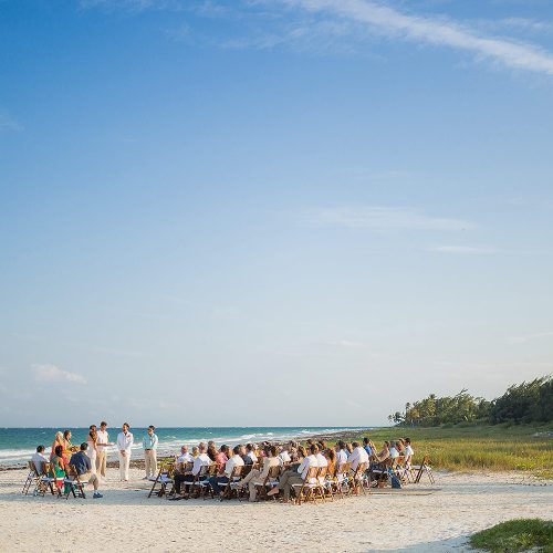 Wedding ceremony on the beach in Tulum.