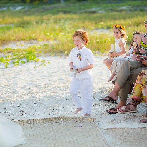Ring bearer at wedding ceremony in Tulum