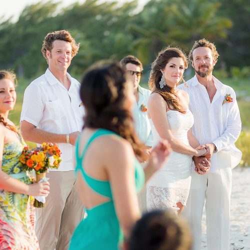 Guest giving a reading at Tulum wedding.