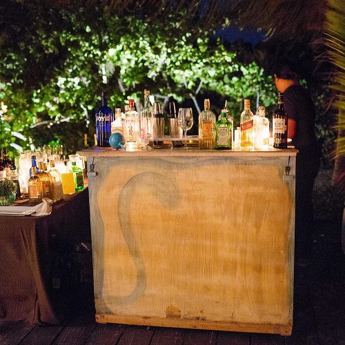Unique bar setup at wedding in Tulum