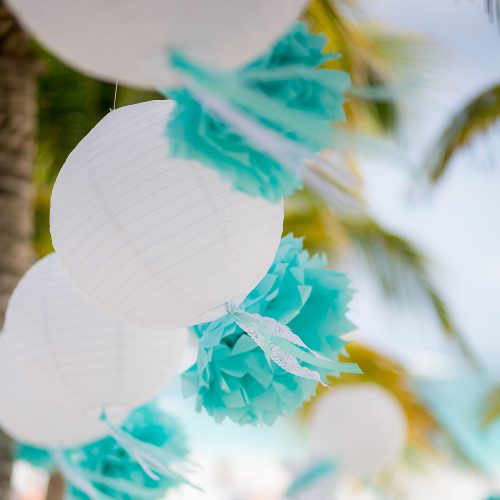 Decore at wedding on beach in Tulum
