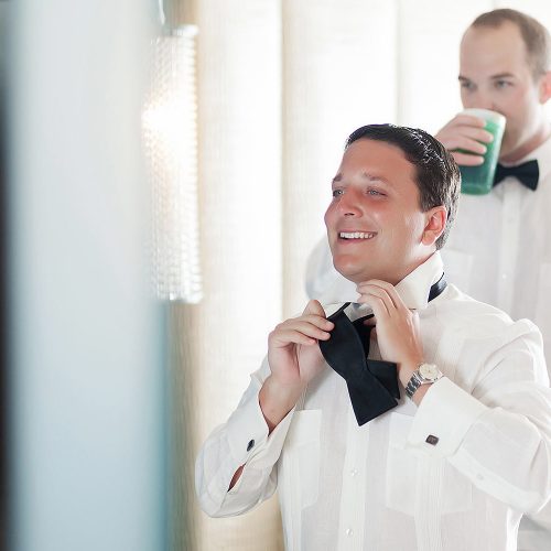 Groom and bow at Hard Rock Cancun wedding