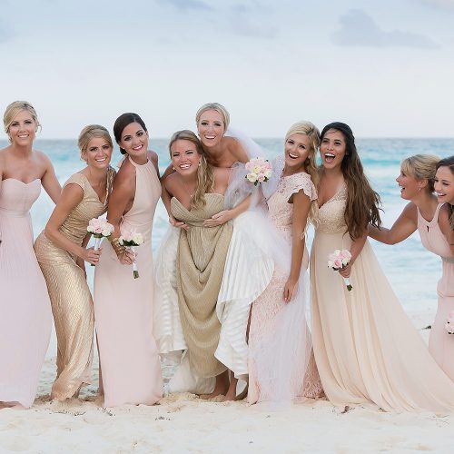Bridesmaids photoshoot at Hard Rock Cancun beach wedding