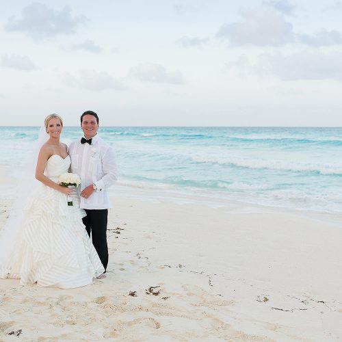 Couple portrait at Hard Rock Cancun Beach