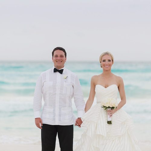 Couple portrait at Hard Rock Cancun beach wedding