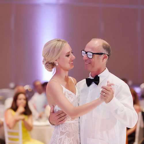 bride and Father dance at Hard Rock Cancun wedding