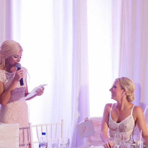Speech moment at Hard Rock Cancun wedding reception
