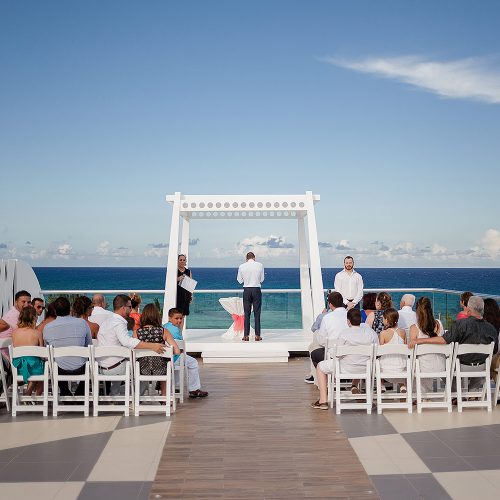 Wedding ceremony location on sky-deck at Azul Fives Hotel, Riviera Maya