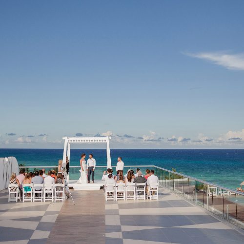 Wedding ceremony on the sky deck at Azul Fives Hotel, Riviera Maya