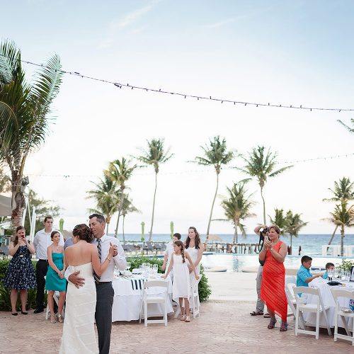 Poolside wedding reception at Azul Fives Hotel, Riviera Maya