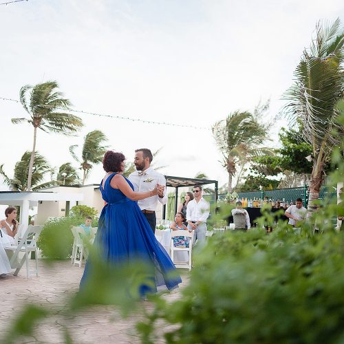 Son dancing with mother at Azul Fives Hotel, Riviera Maya wedding