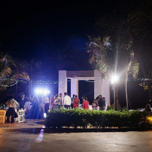 poolside wedding reception at Azul Fives Hotel, Riviera Maya