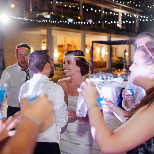 Bride dancing at wedding reception at Azul Fives Hotel, Riviera Maya