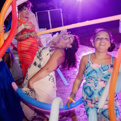 Guests dancing at wedding reception at Azul Fives Hotel, Riviera Maya