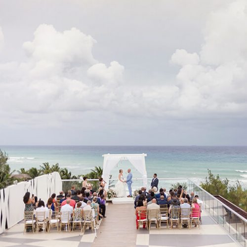 Weddding ceremony on sky deck at Azul Fives Hotel