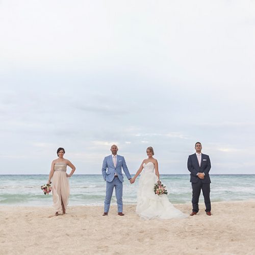 Bridal party on beach at Azul Fives Hotel, Rivera maya
