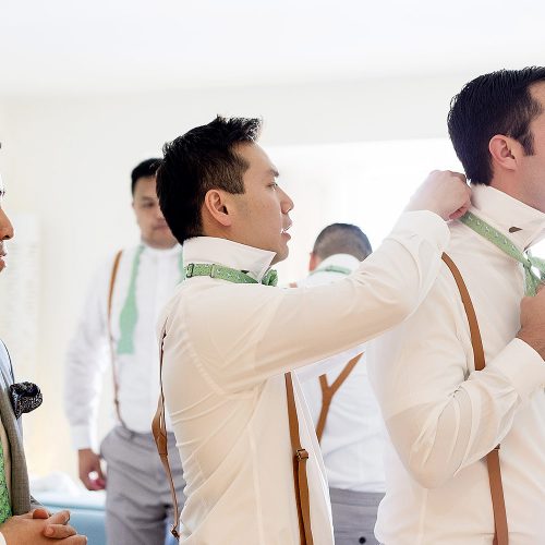 Groomsman getting ready at Finest Playa Mujeres Resort, Cancun