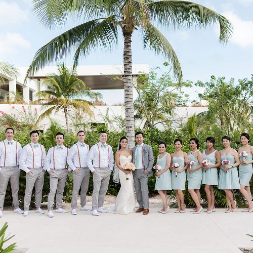 Bridal party at portrait at Finest Playa Mujeres Resort, Cancun