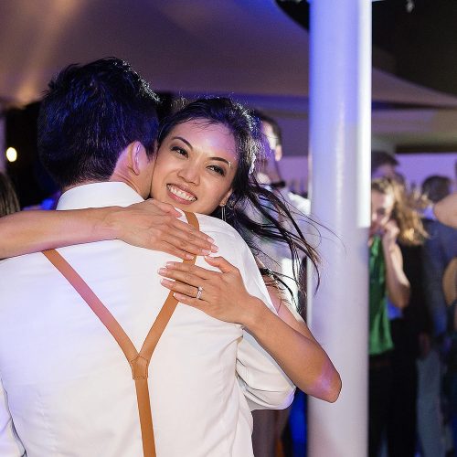 Couple holding at Wedding reception in Finest Playa Mujeres Resort