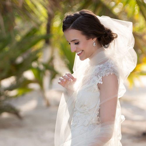 Portrait of bride at wedding in Tulum