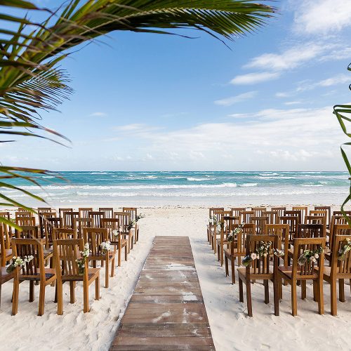 Beach ceremony location at Akiin wedding in Tulum