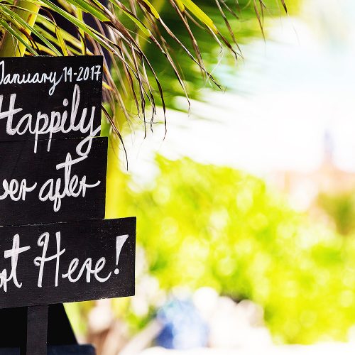 Fun sign at wedding in Tulum