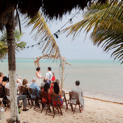 Beach wedding ceremony in Tulum