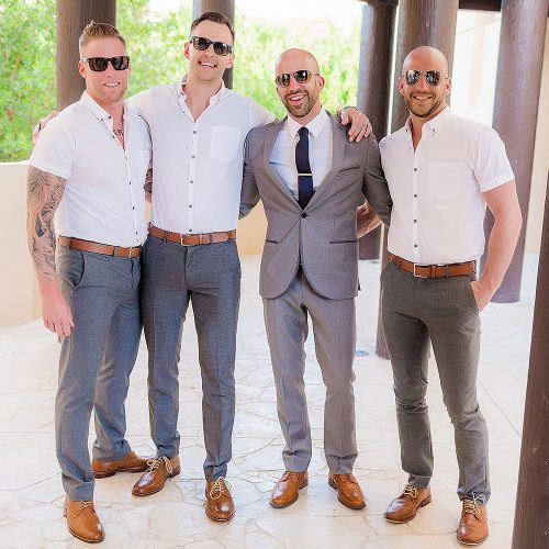 Groom with Groomsmen at NOW Jade Riviera Cancun wedding