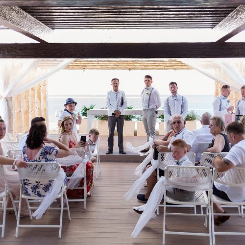 Wedding ceremony on sky deck at Royalton Riviera Cancun