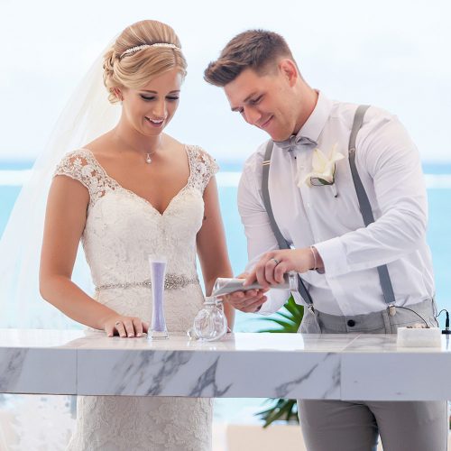 Sand ceremony at Royalton Riviera Cancun Wedding