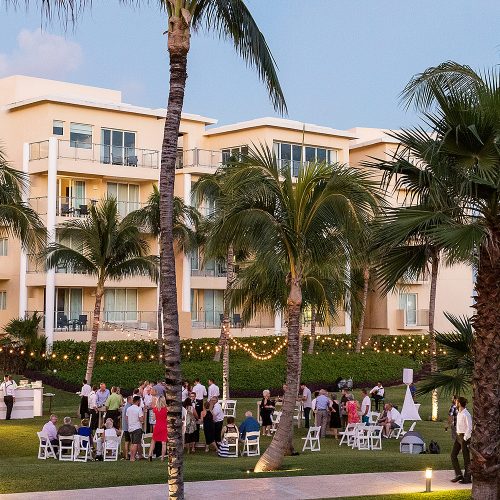Cocktail party on the grass at NOW Jade Cancun Resort