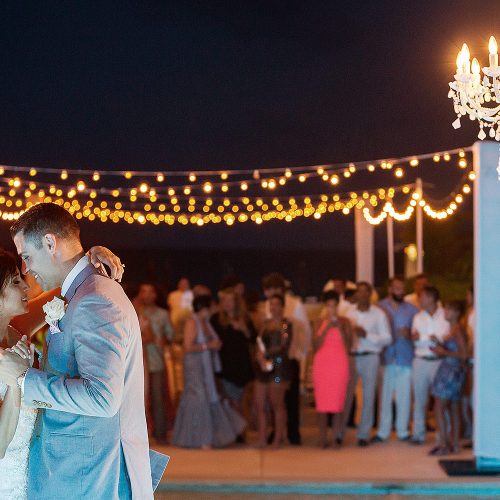Bride and grooms first dance at Secrets on the vine Cancun